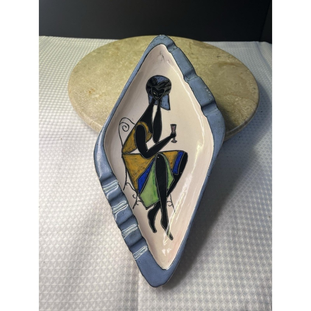 MCM 1960's Fantoni Style Art Deco Woman With Martini Ashtray